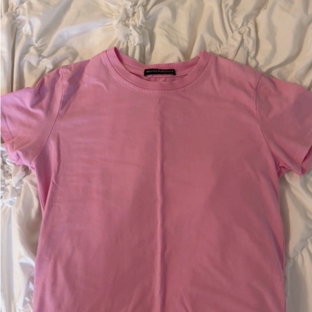 Brandy Melville Pink Cotton Crewneck Tee